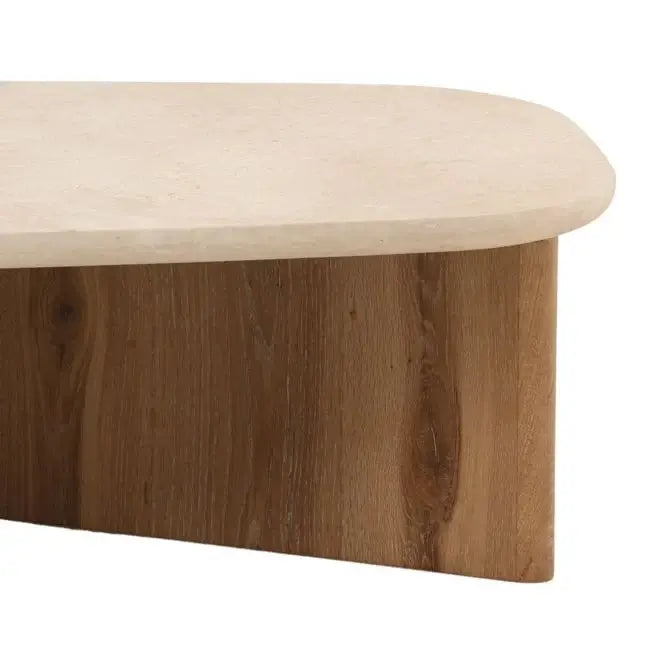 Wooden bench with a light beige seat on a white background