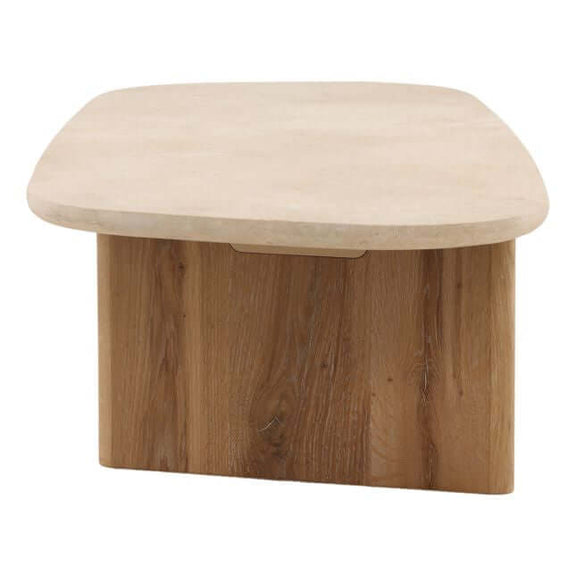 Wooden stool with a beige cushion on a white background