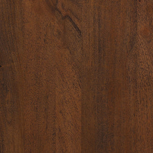 Close-up of a wooden surface with a rich brown color and visible grain pattern.