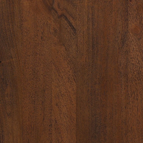 Close-up of a wooden surface with a rich brown color and visible grain pattern.