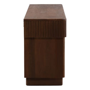 Brown wooden side table on a white background