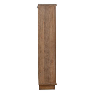 Tall wooden cabinet with a rustic finish on a white background