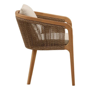 Wicker chair with wooden frame on a white background