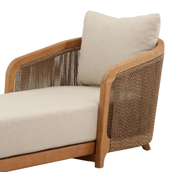 Sofa with wooden frame and wicker sides on a white background