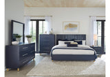 9DKB81 Argento Two Drawer USB Charging Nightstand In Navy Blue And Burnished Brass