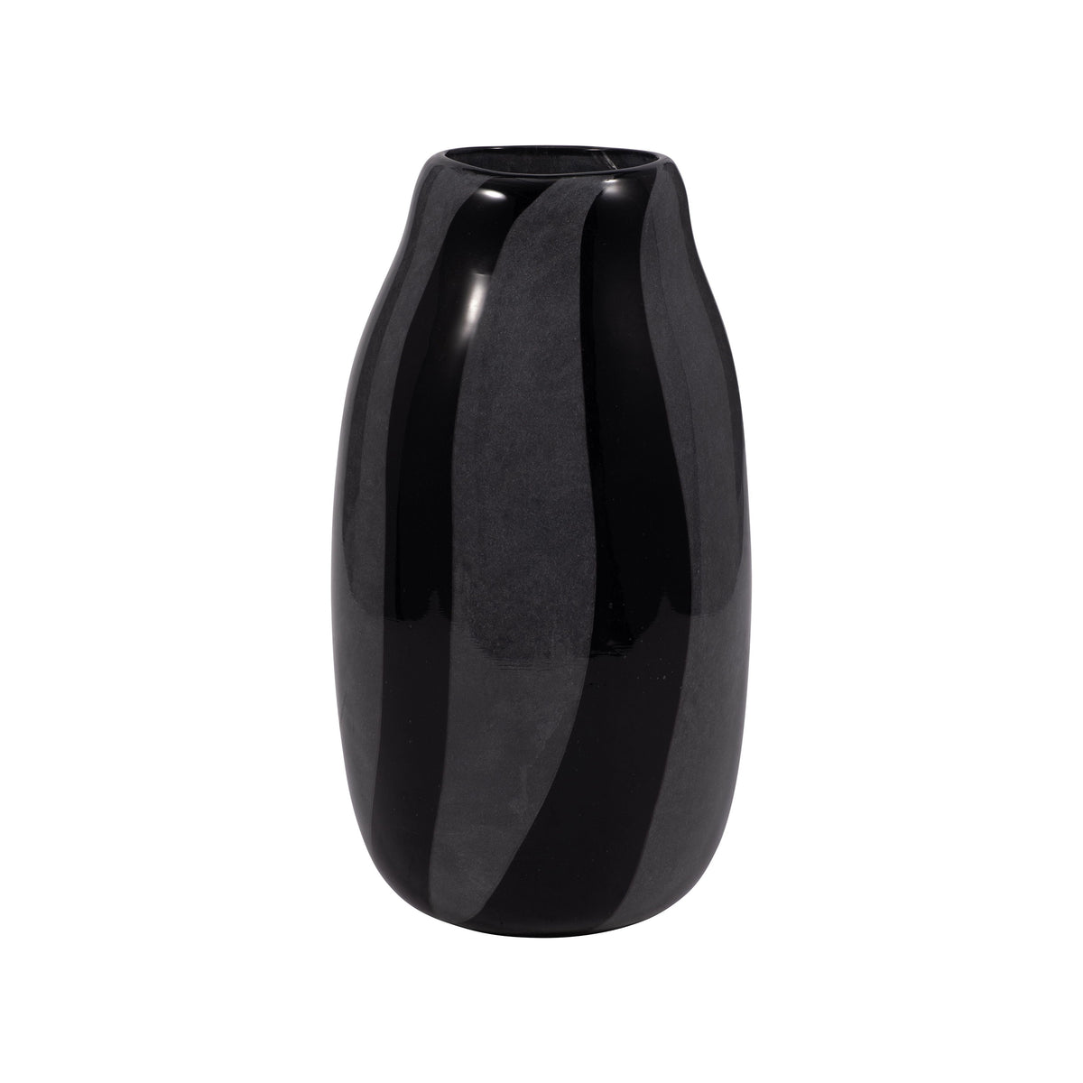 10" Cahan Small Striped Vase - Black