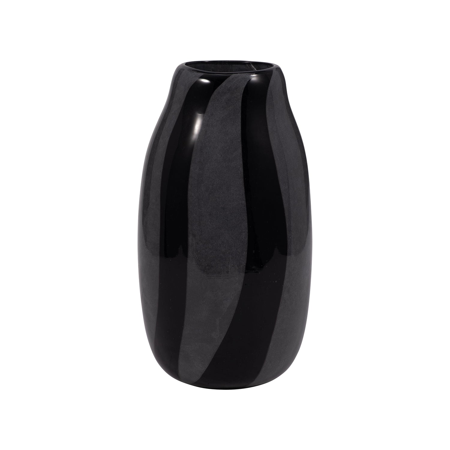 10" Cahan Small Striped Vase - Black