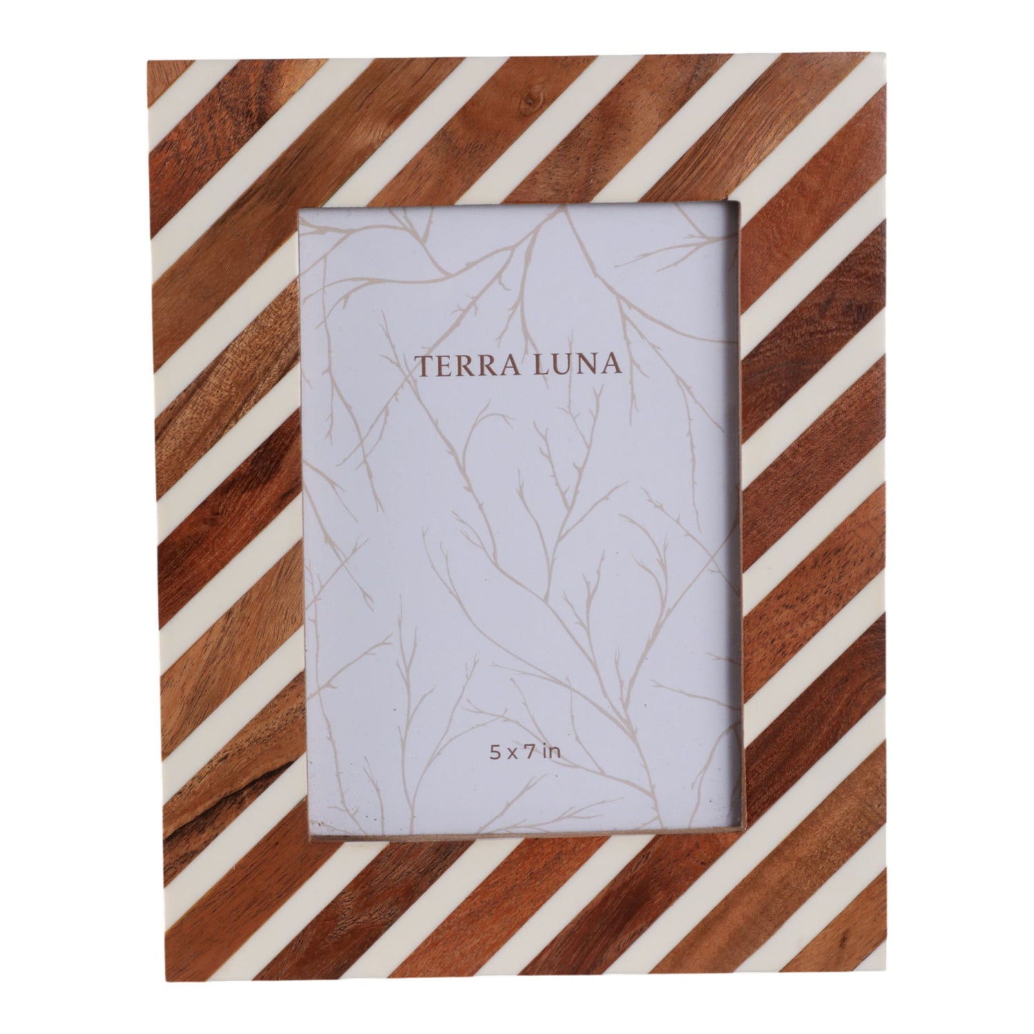 5" x 7" Diagonal Lines Photo Frame - Natural / Ivory