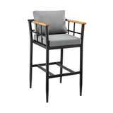 Orlando - 5 Piece Bar Outdoor Patio Table Set With Cushions - Gray