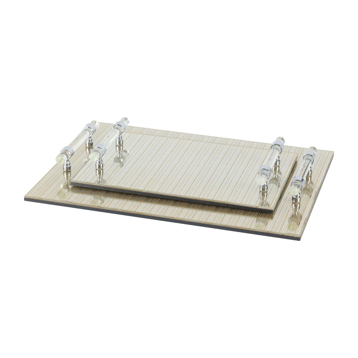 16 / 18" Sparkly Glass Trays (Set of 2) - Gold