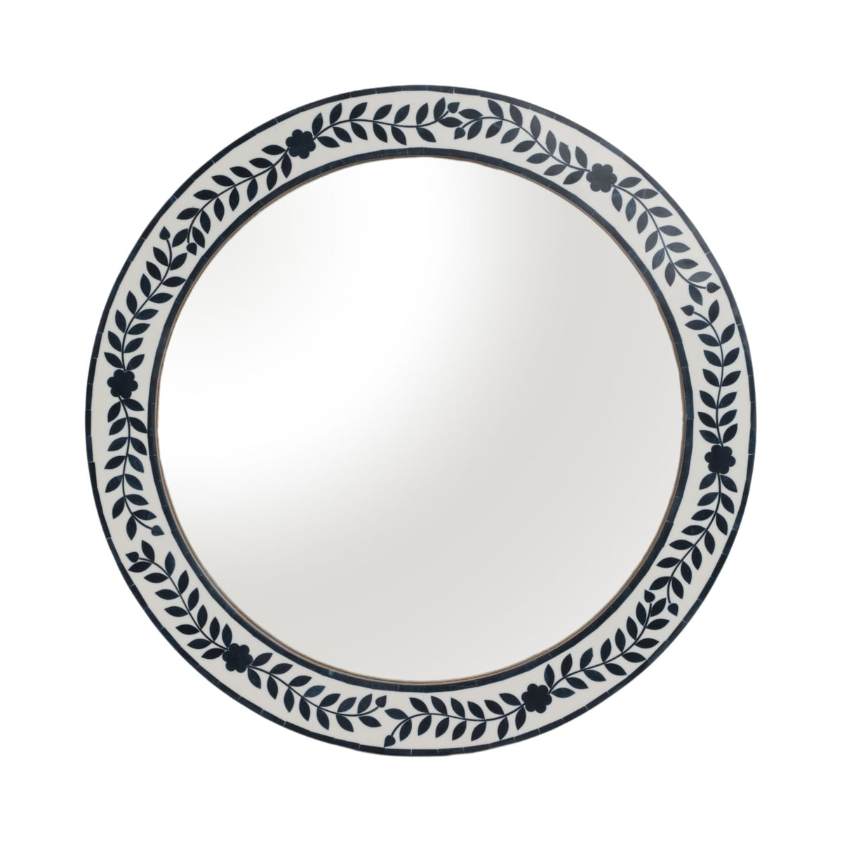 24" Blue Petals Resin Frame Mirror - White / Blue
