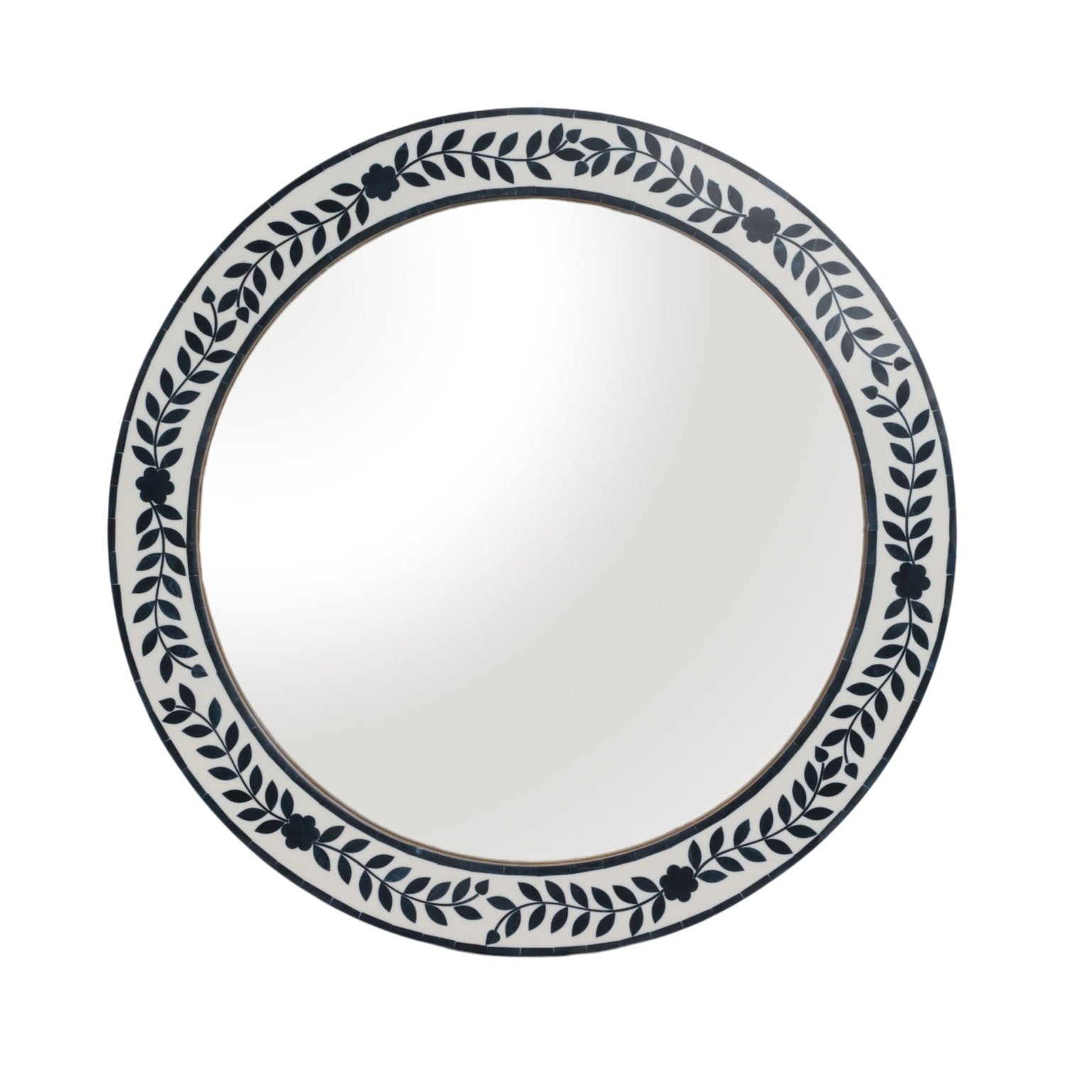 24" Blue Petals Resin Frame Mirror - White / Blue