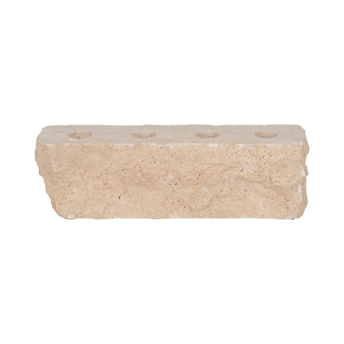10" Live Edge Travertine 4-Taper Candle Holder - Tan