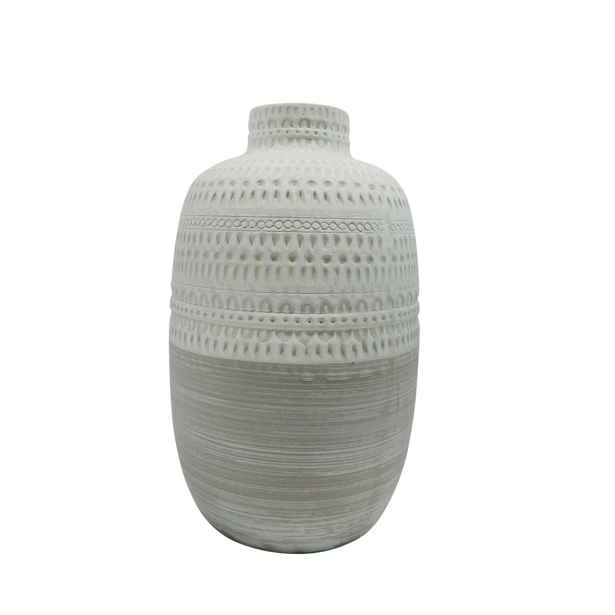 Ceramic 8" Tribal Vase - Beige