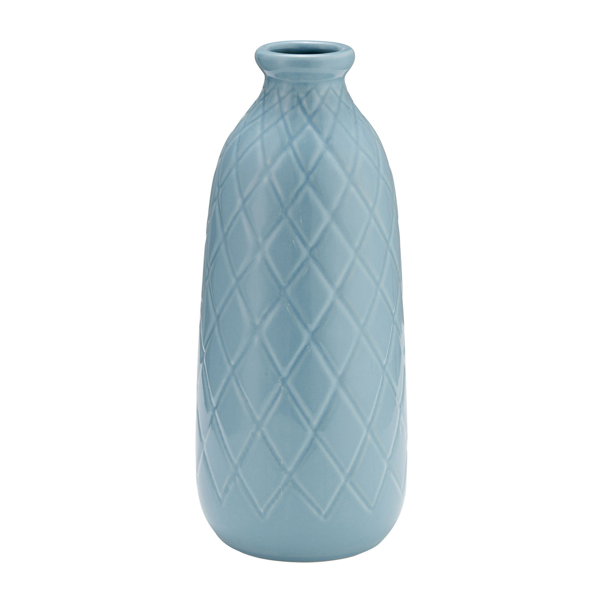 Ceramic Plaid Textured Vase 12" - Cameo Blue