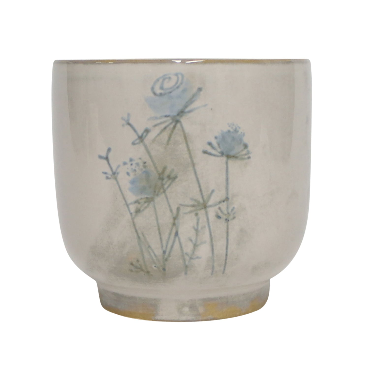 5" Blue Flowers Planter - Ivory/Blue