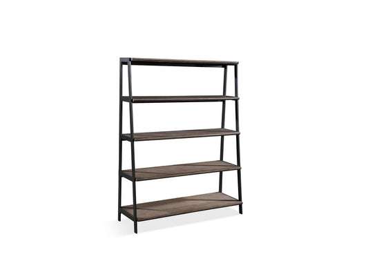 KGJD19E Finch Wood And Metal Etagere Bookcase In Buckwheat And Antique Bronze