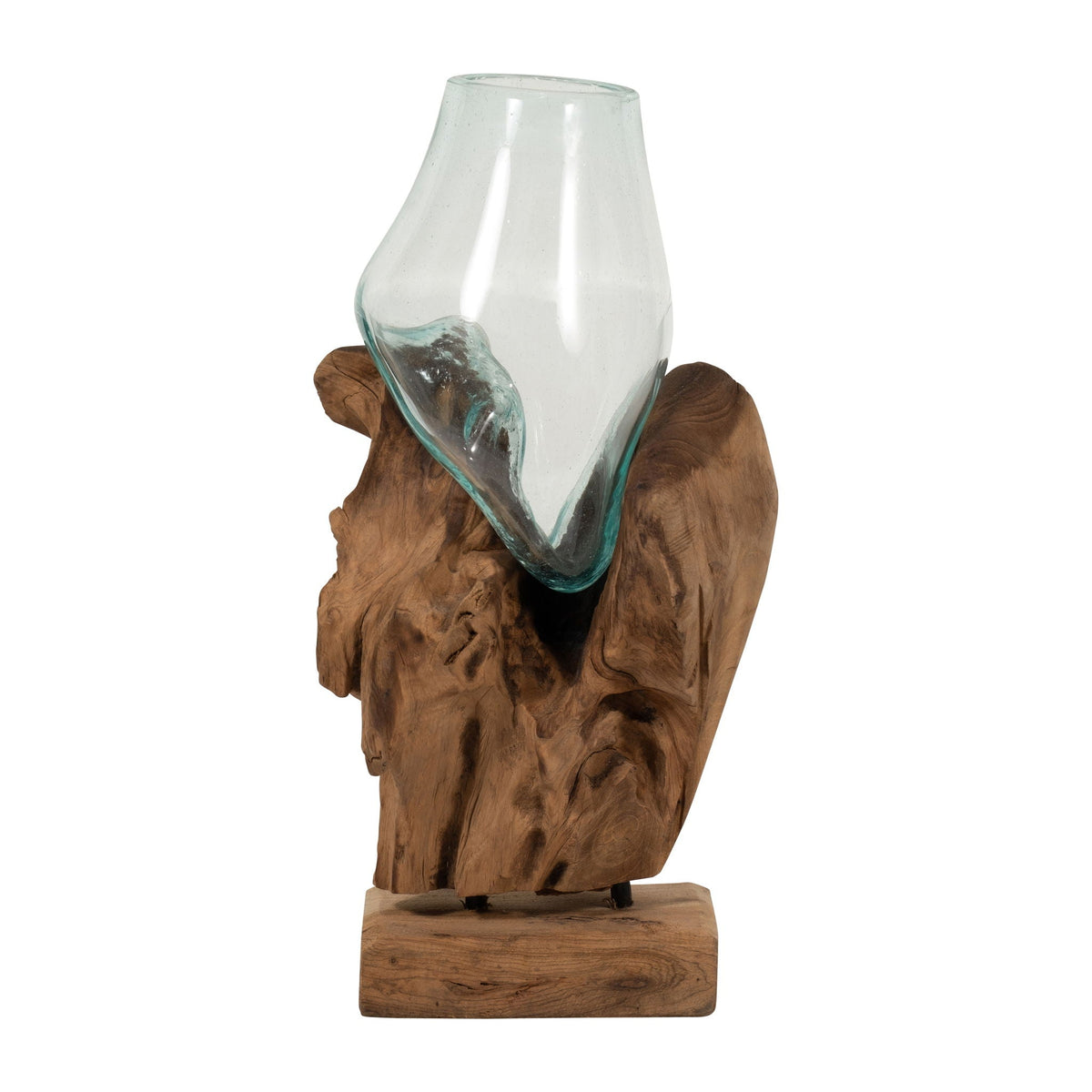 Glass Vase In Stand - Brown