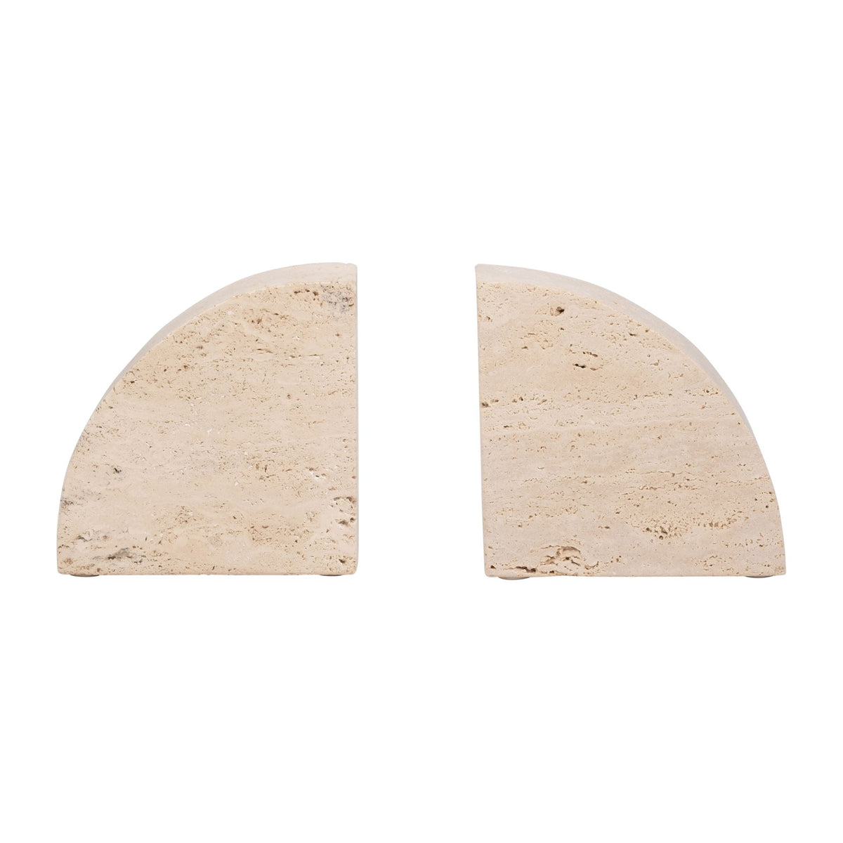 Travertine 5" Half Dome Bookends (Set of 2) - Tan