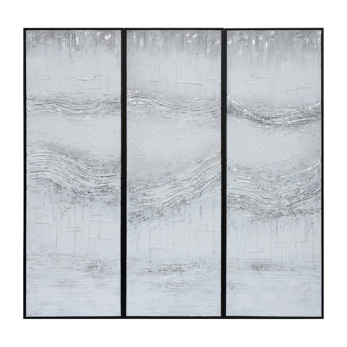 Framed Handpainted Abstract (Set of 3) - Gray