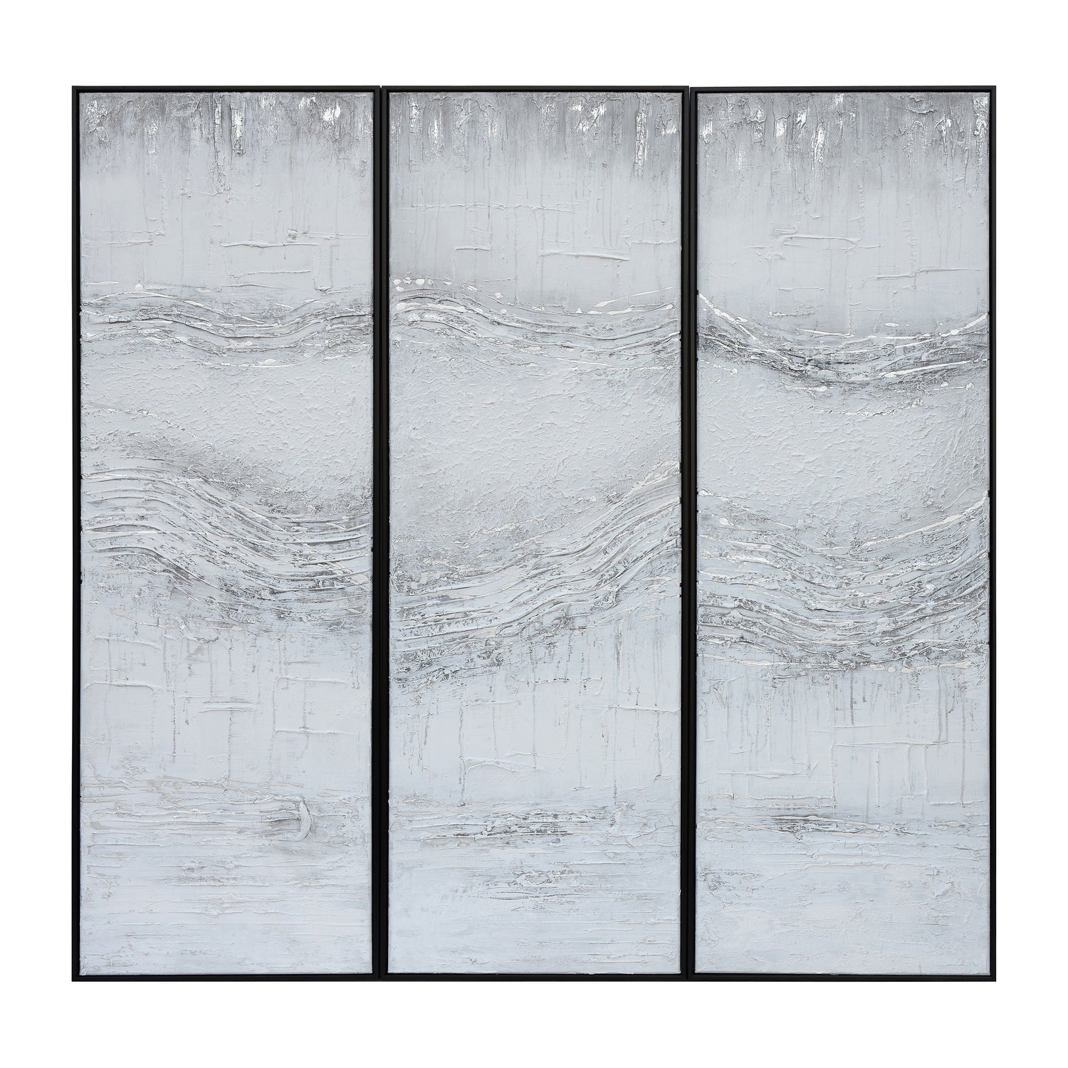 Framed Handpainted Abstract (Set of 3) - Gray