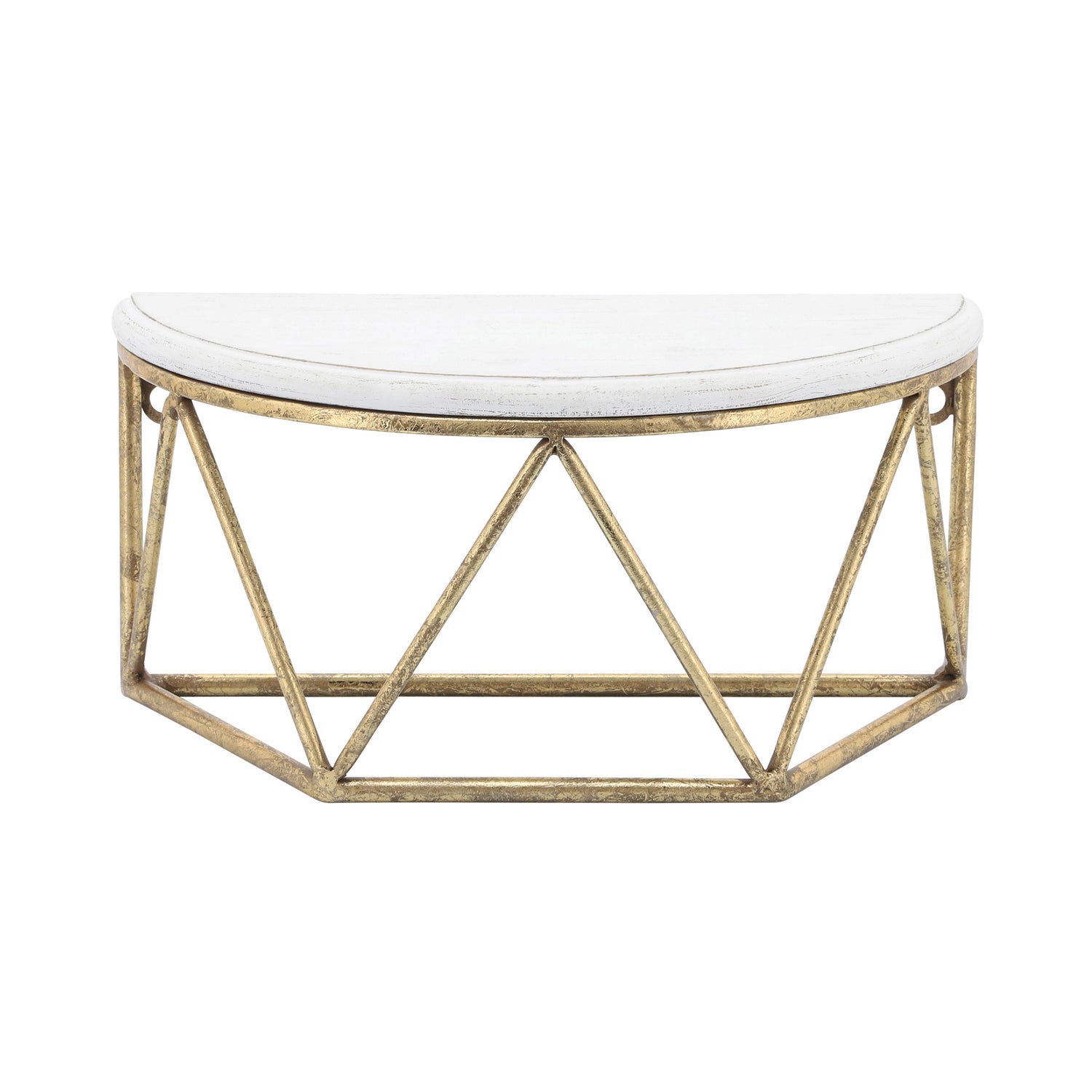 Wood Metal Demilune Wall Shelf 12" - White