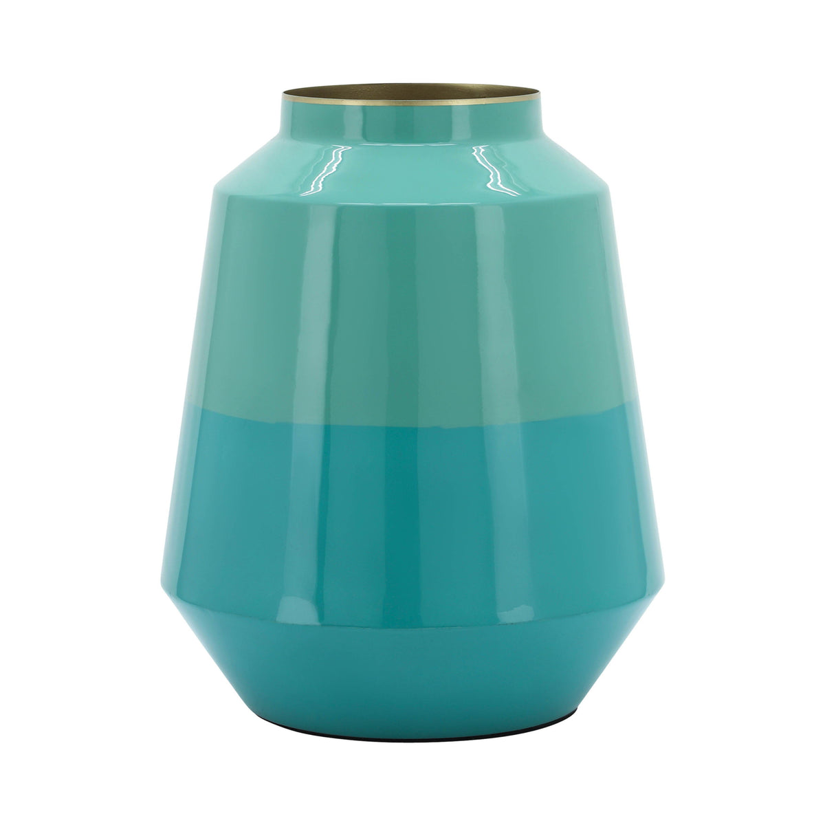Metal Vessel Vase 12" - Green