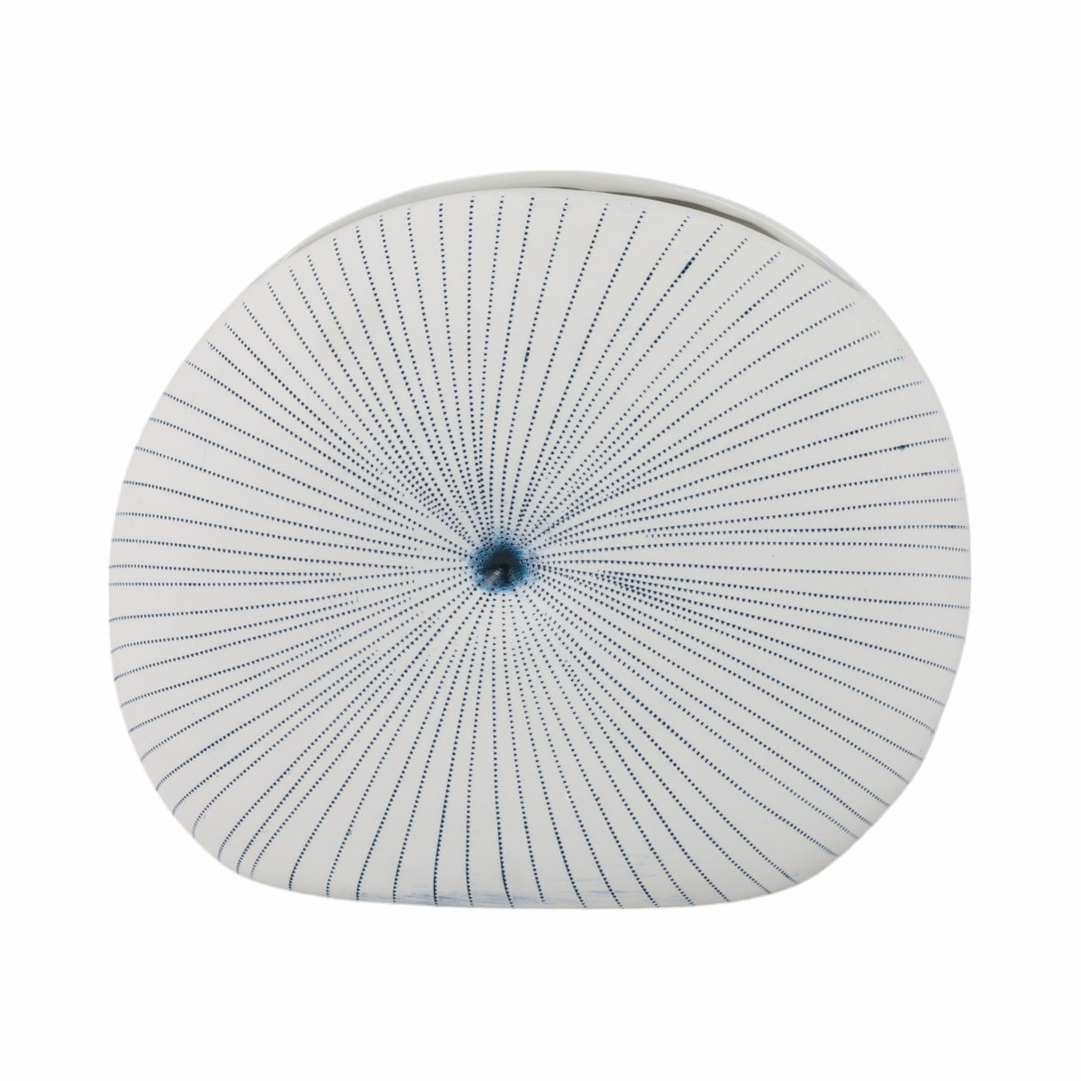 14" x 12" Round Dotted Shell Vase - White / Blue