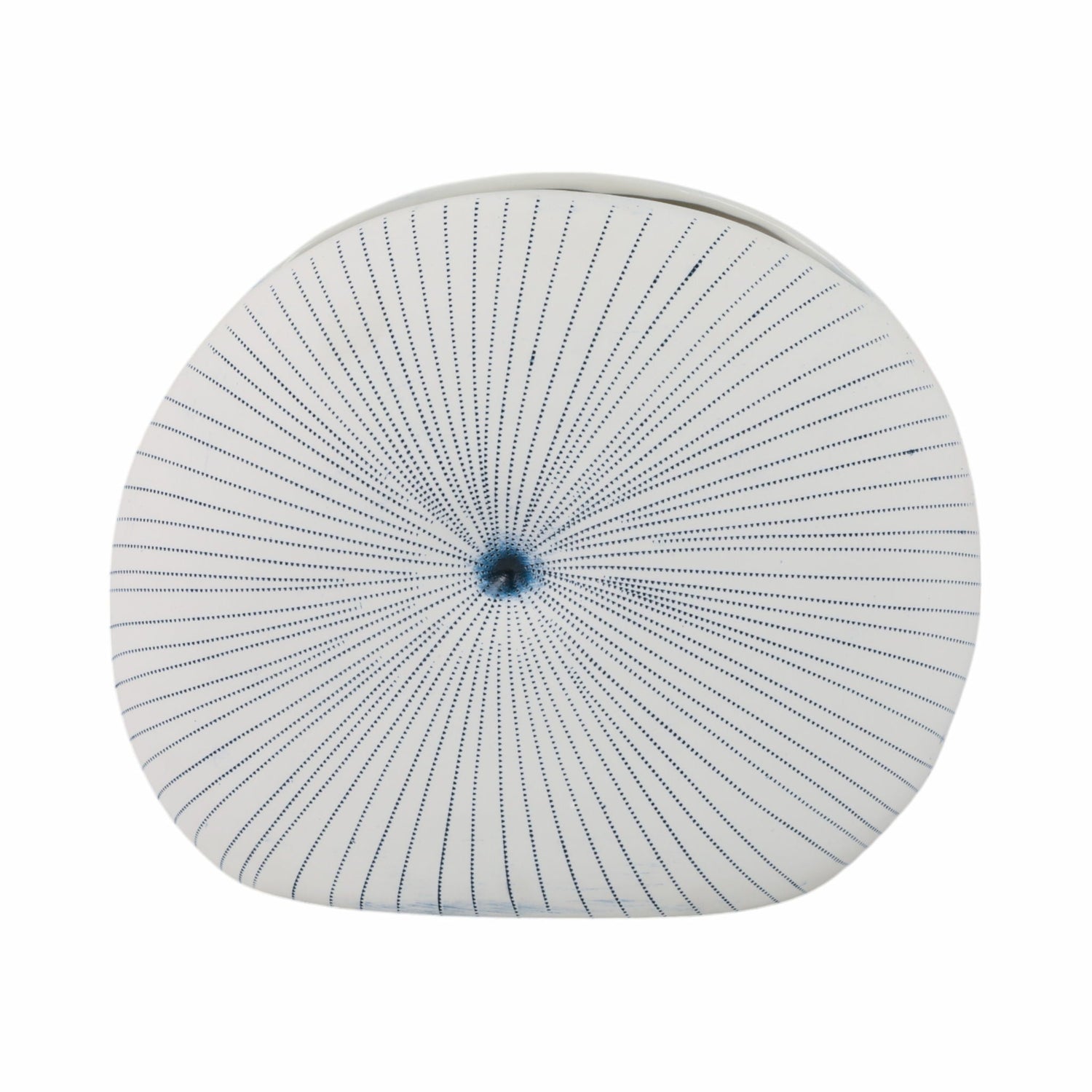 14" x 12" Round Dotted Shell Vase - White / Blue