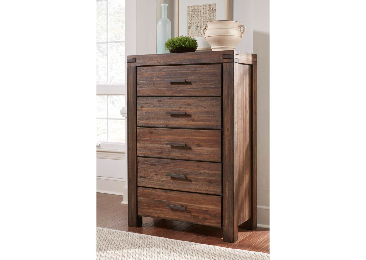 3F4184A Meadow Five Drawer Solid Wood Chest In Brick Brown (2024)