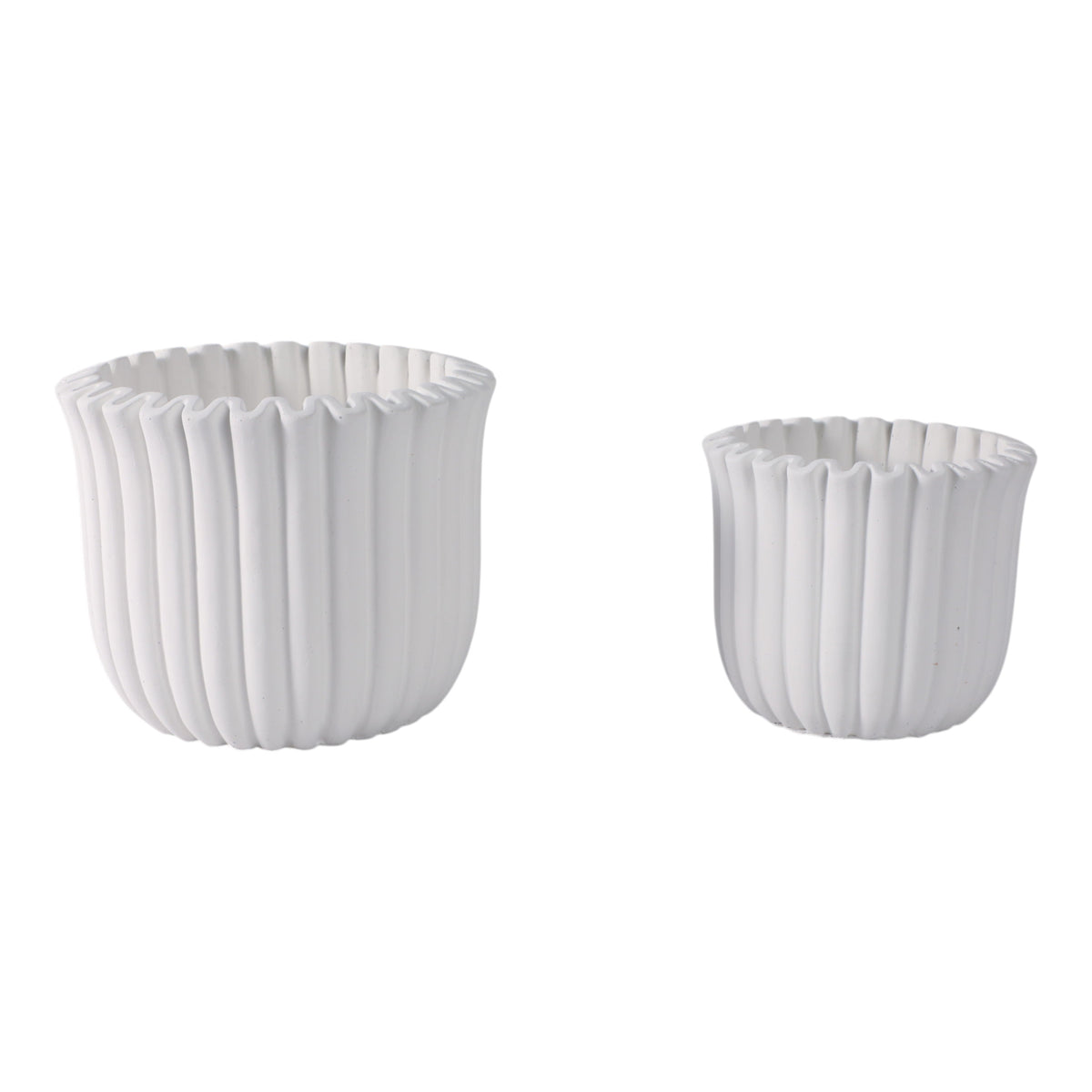 6" / 8" Fluted Planters (Set of 2) - White