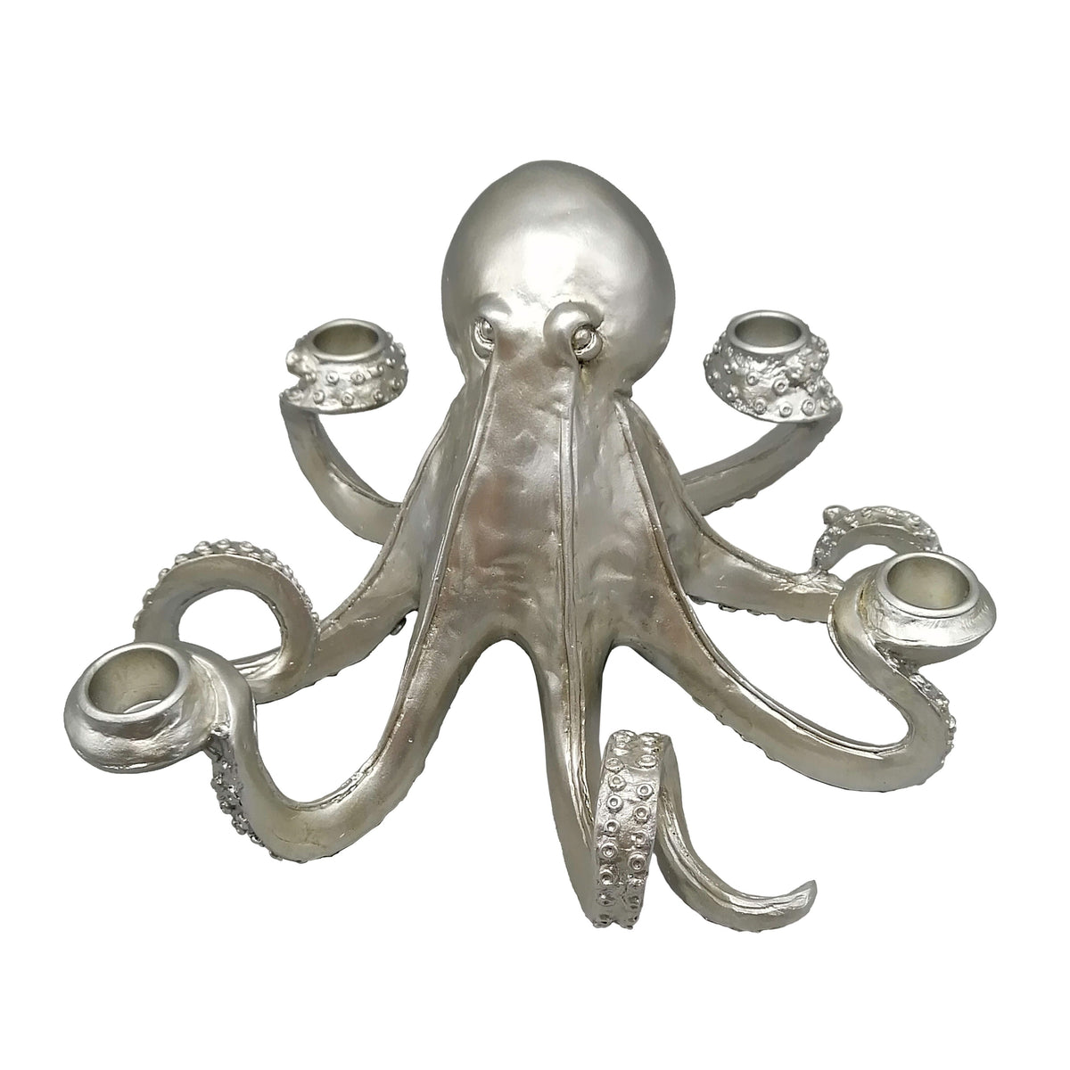 Octopus 4-Taper Candle Holder 11" - Silver