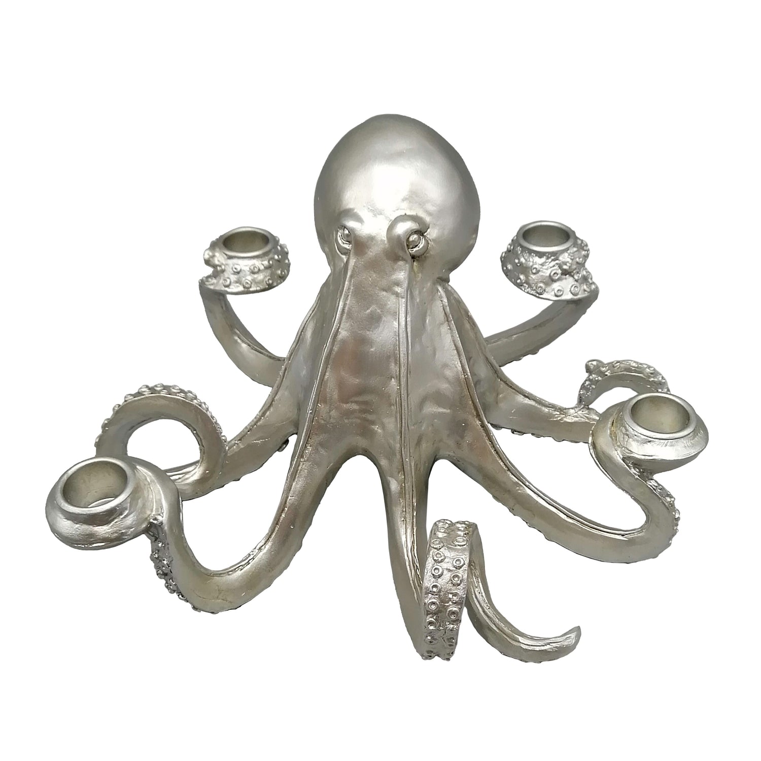 Octopus 4-Taper Candle Holder 11" - Silver