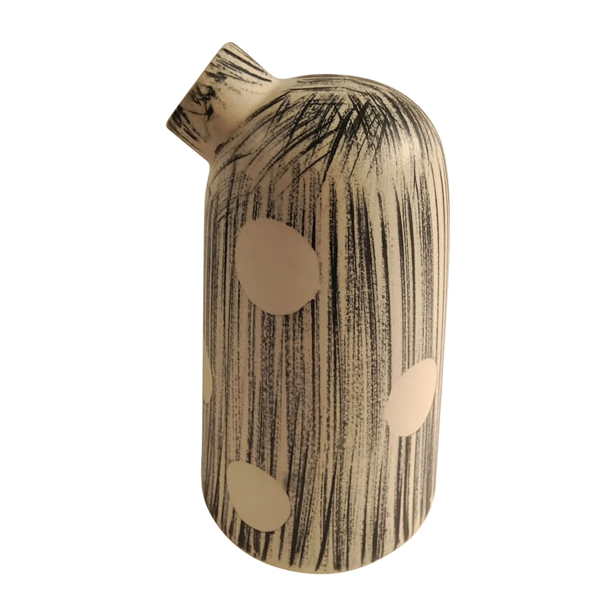 Stoneware 11" Striped Polka Dot Vase - Blue/Ivory