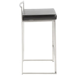 Fuji - Stackable Counter Stool (Set of 2) - Black Faux Leather