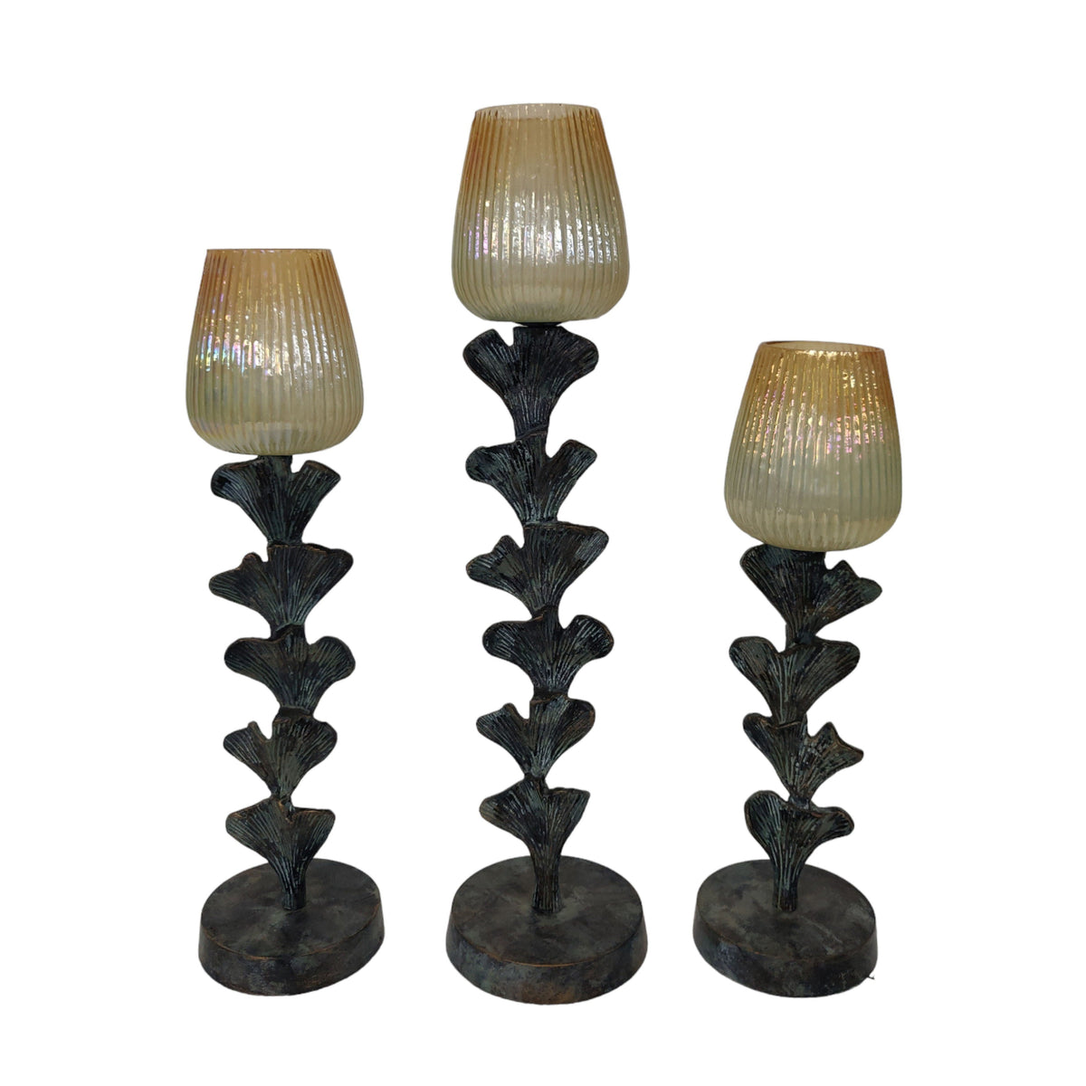 17" / 20" / 23" Yarrow Candleholders (Set of 3) - Gray