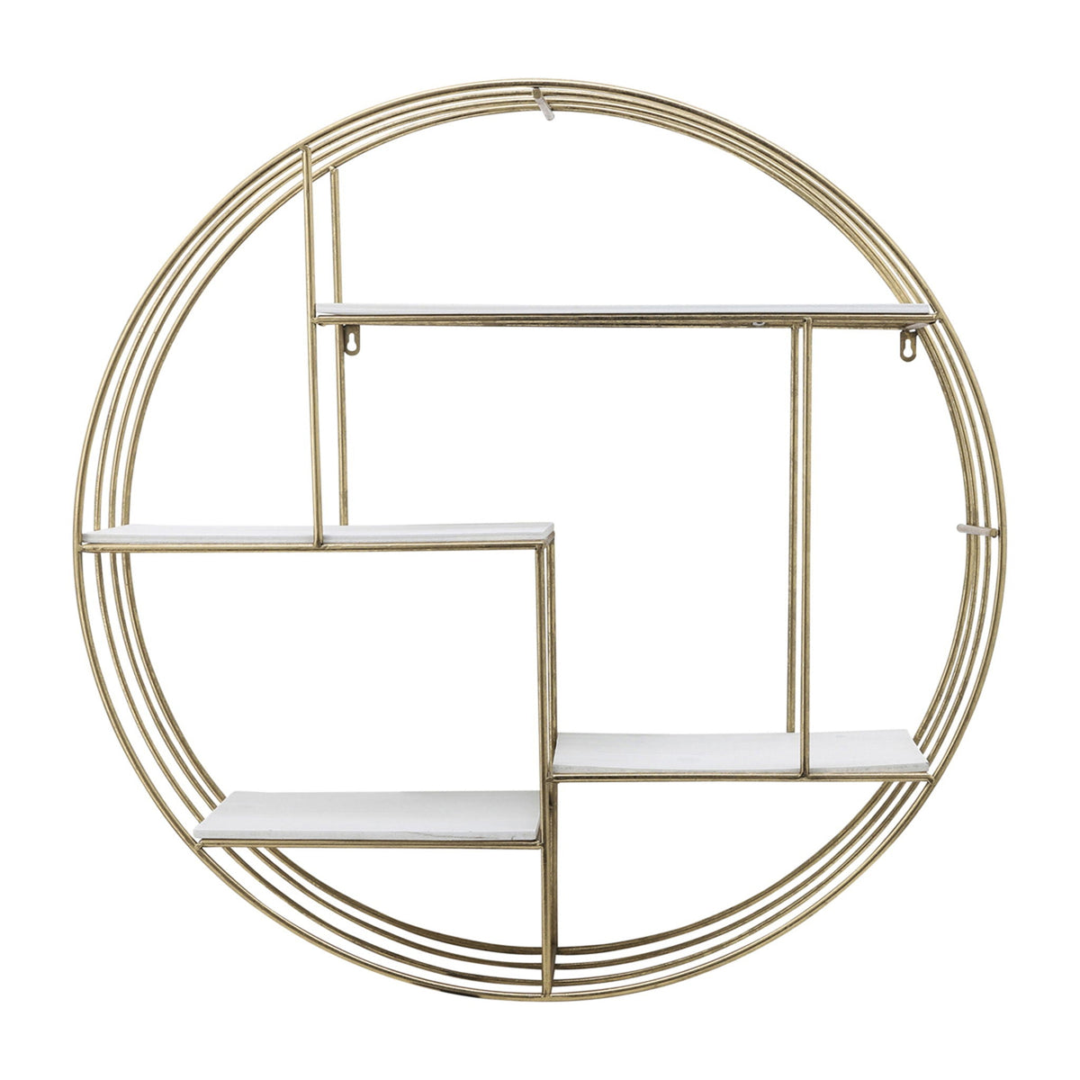 Wood Metal Round Wallshelf 31.5" - Gold