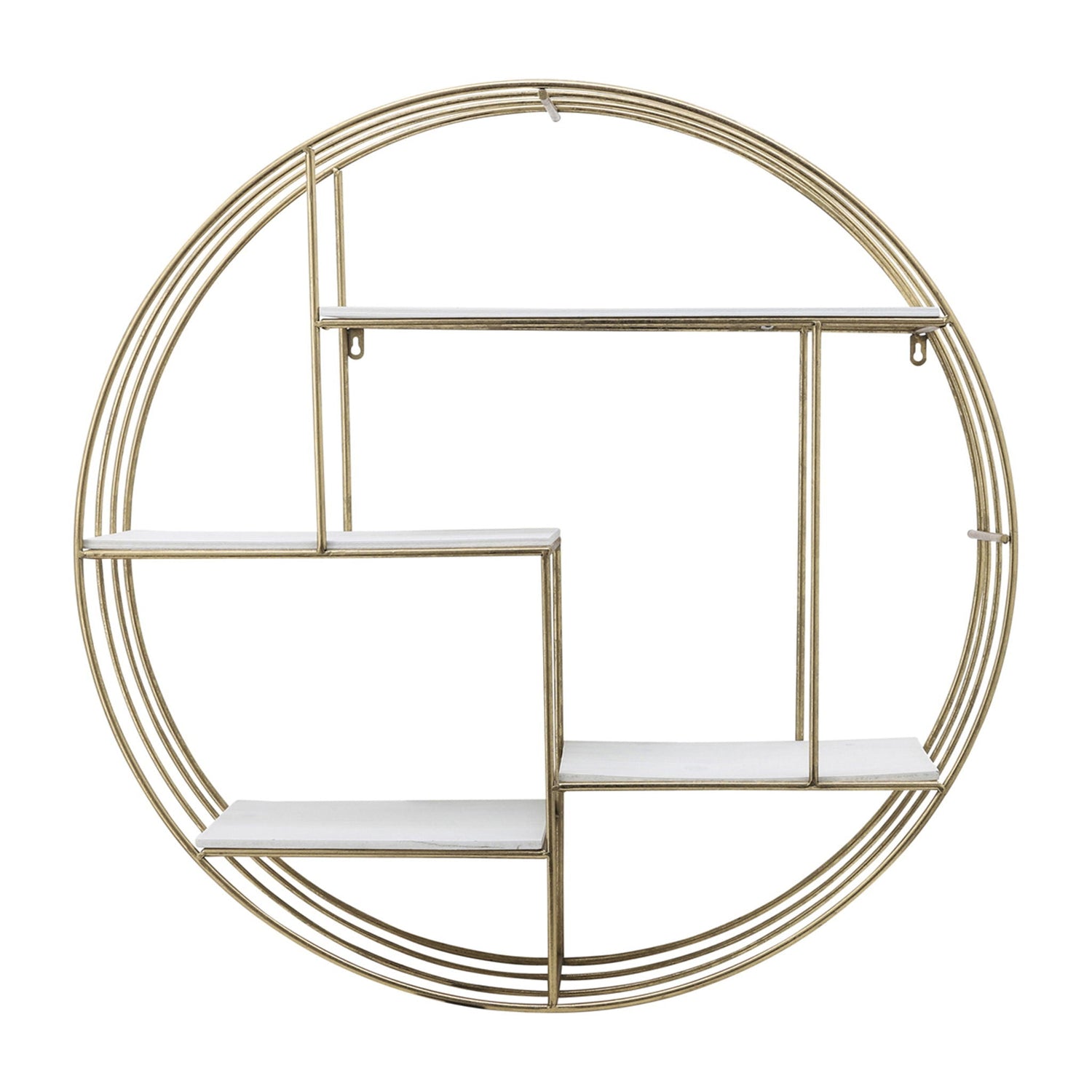 Wood Metal Round Wallshelf 31.5" - Gold