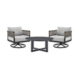 Alegria And Menorca - 3 Piece Patio Outdoor Swivel Seating Set With Cushions - Black / Gray
