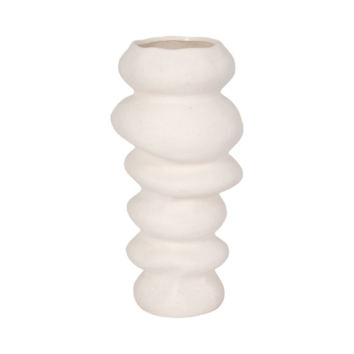 16" x 8" Hand Scribed Cairn Vase - White