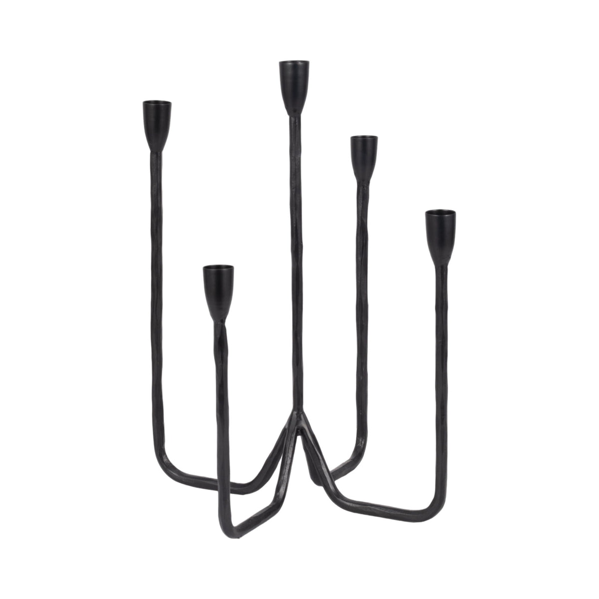 16" Forged 5 Taper Candle Holder - Black