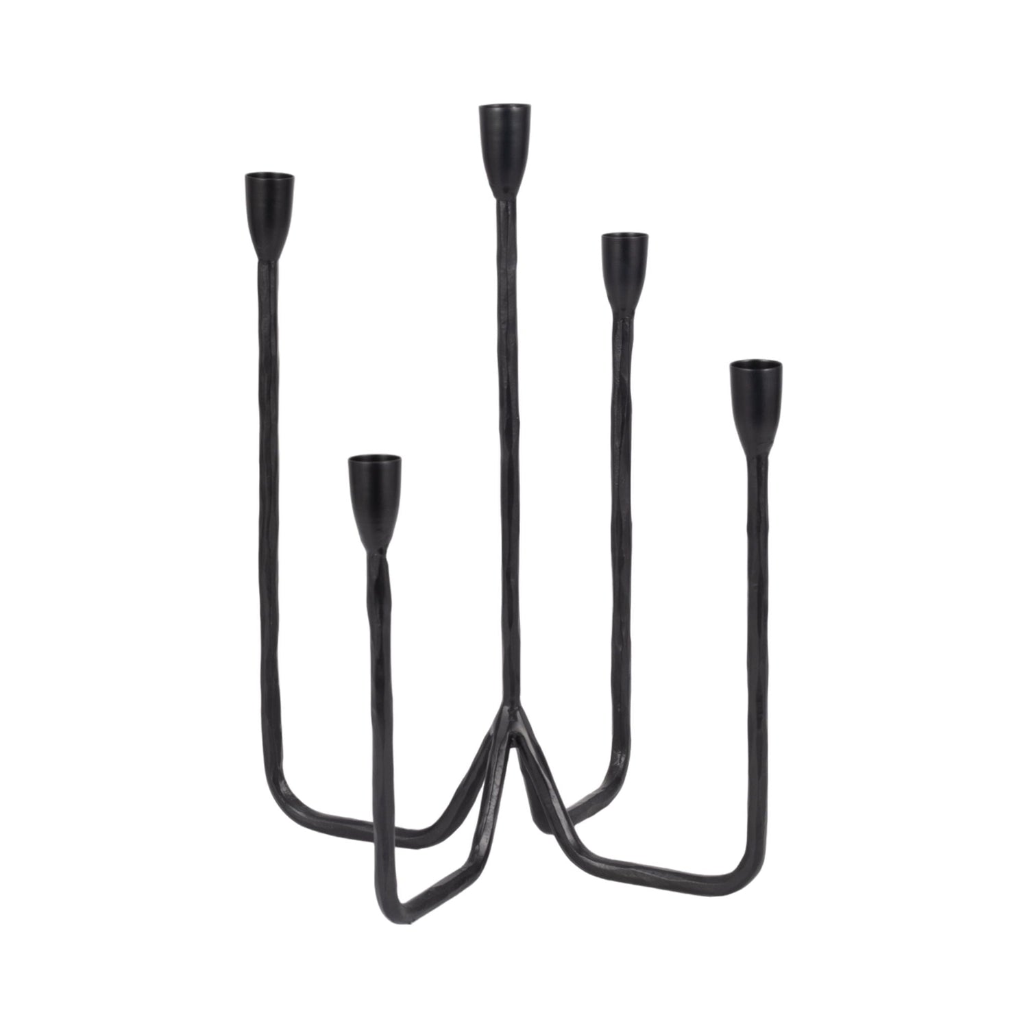 16" Forged 5 Taper Candle Holder - Black