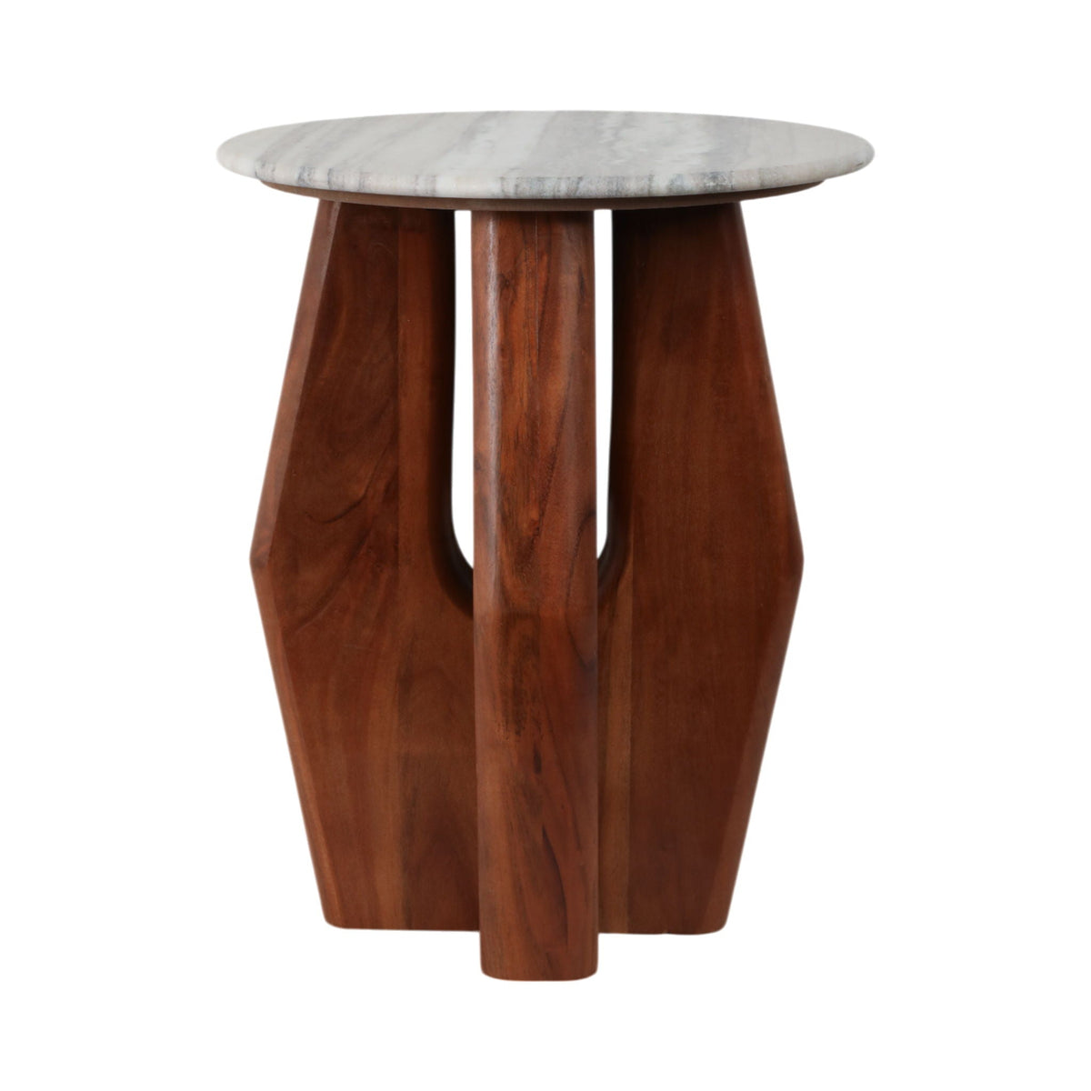 20" Curved Legs Accent Table Marble Top - Brown