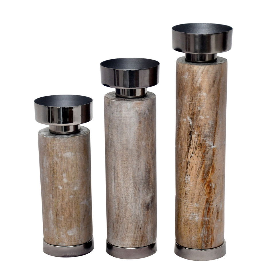 Mango Elliot Gray Candle Holders (Set of 3) - Gray