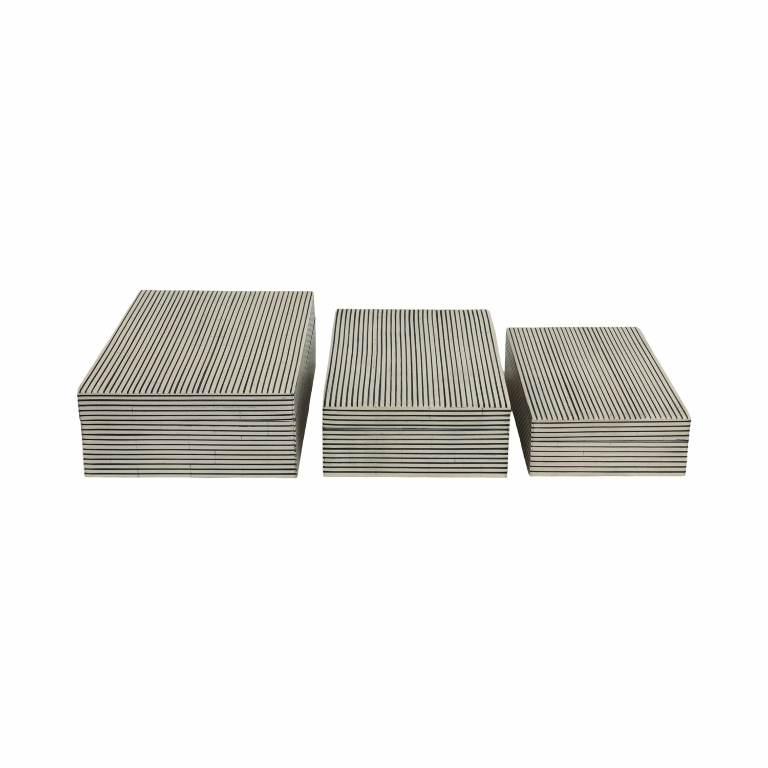 10" / 11" / 12" Resin Ridged Boxes (Set of 3) - White
