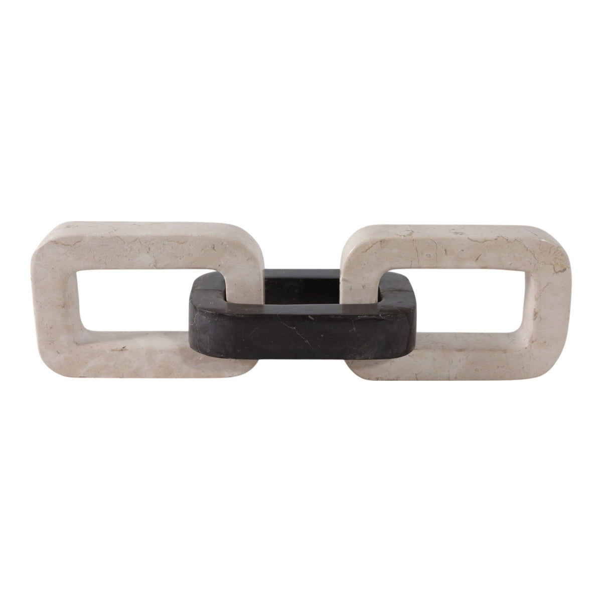 13" x 4 Marble Chain Link Object - Ivory / Black