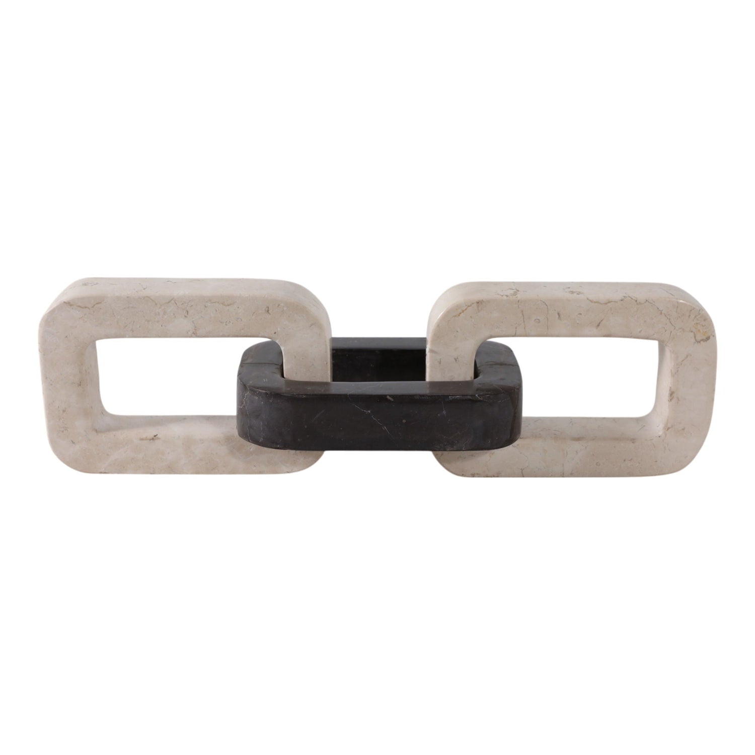 13" x 4 Marble Chain Link Object - Ivory / Black