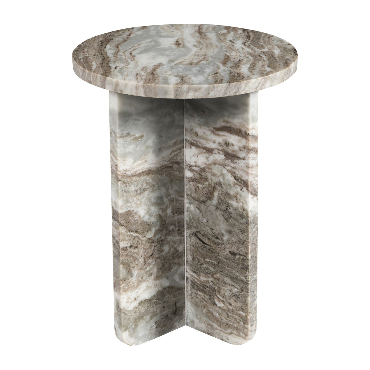 Belliso Small Rounded Marble Table - Brown