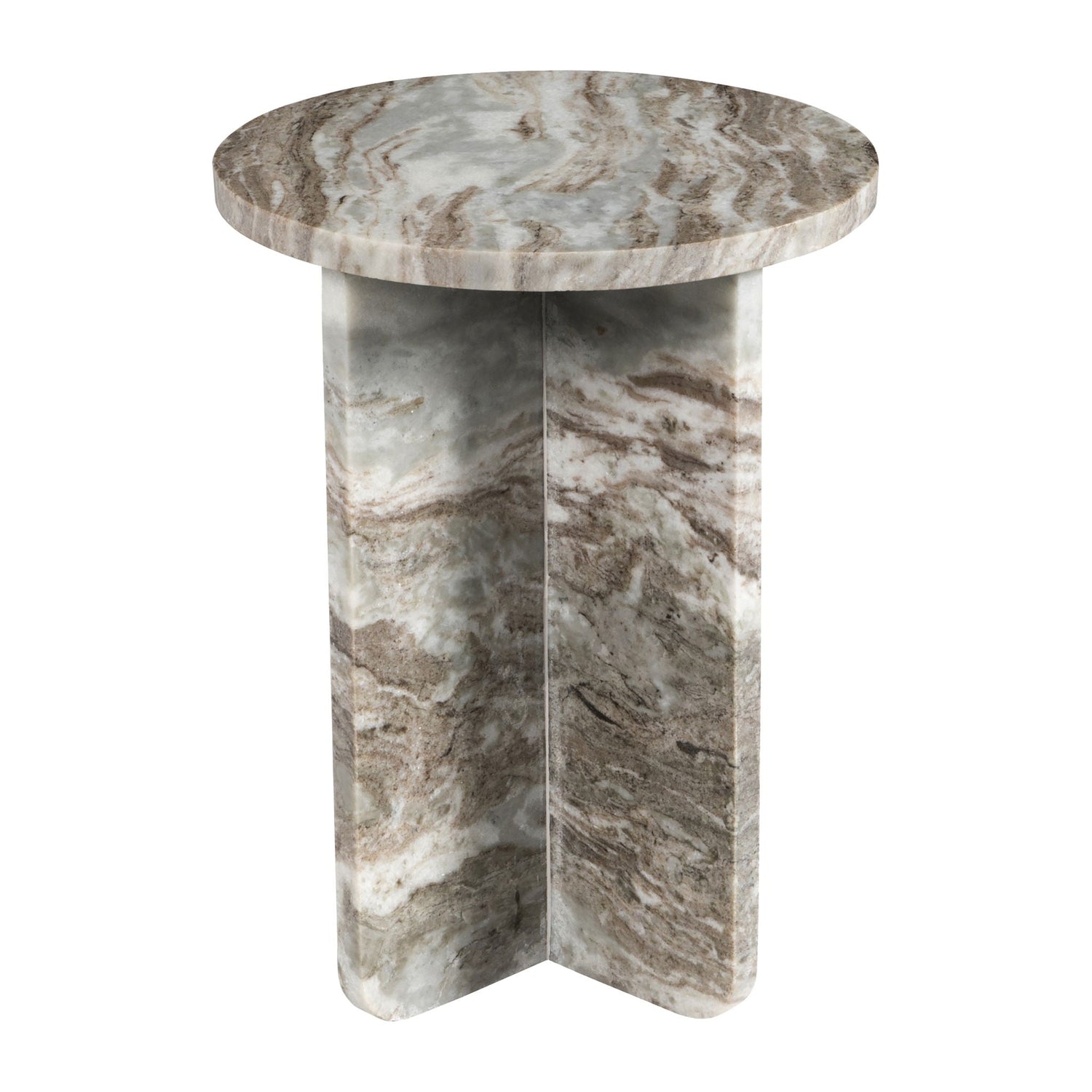 Belliso Small Rounded Marble Table - Brown