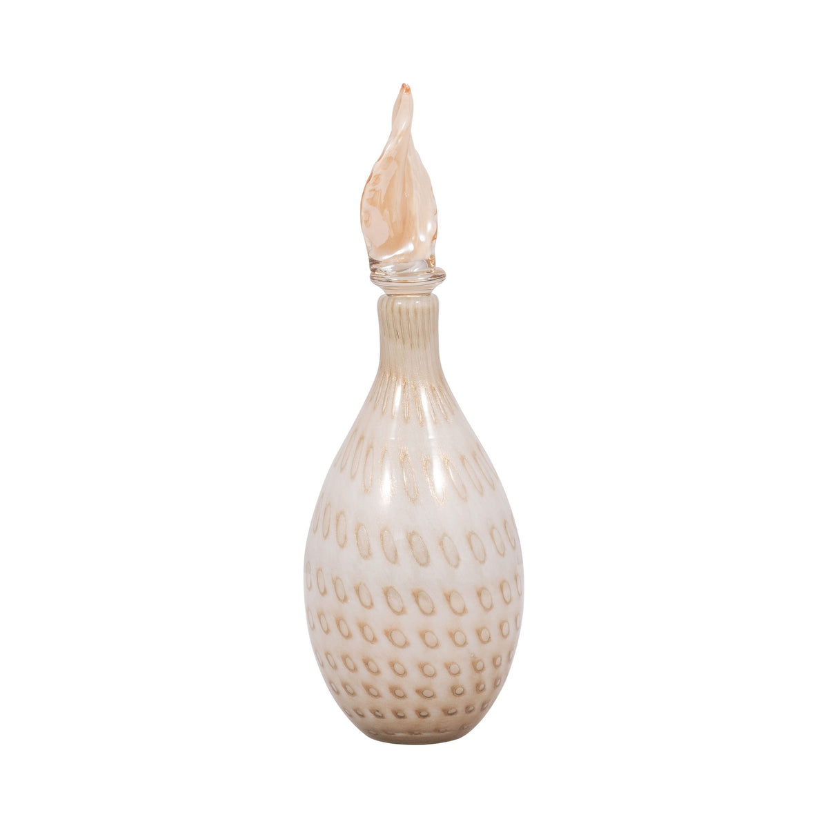 18" Meira Leaf Topper Glass Bottle - Ivory / Beige